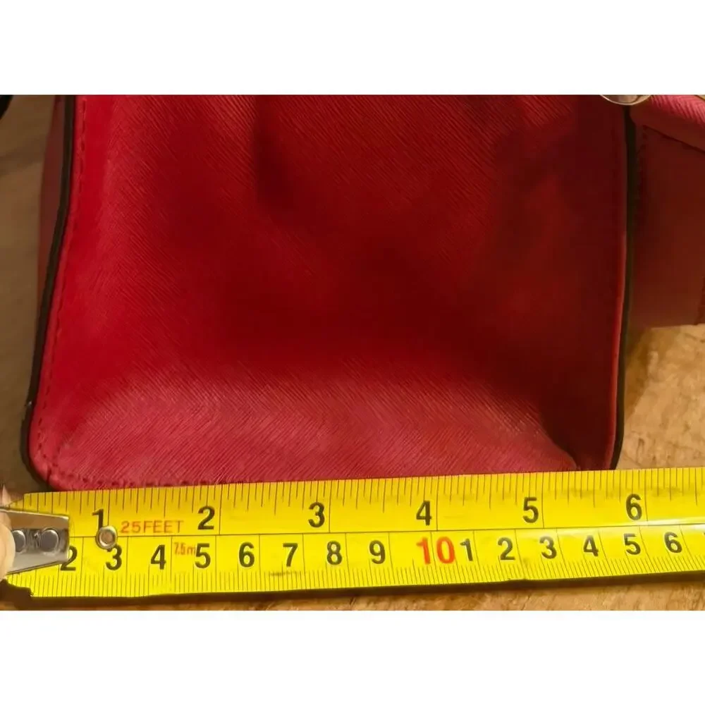 Michael Kors Hamilton Bag In Red Leather With Silver Accents And Key Lock